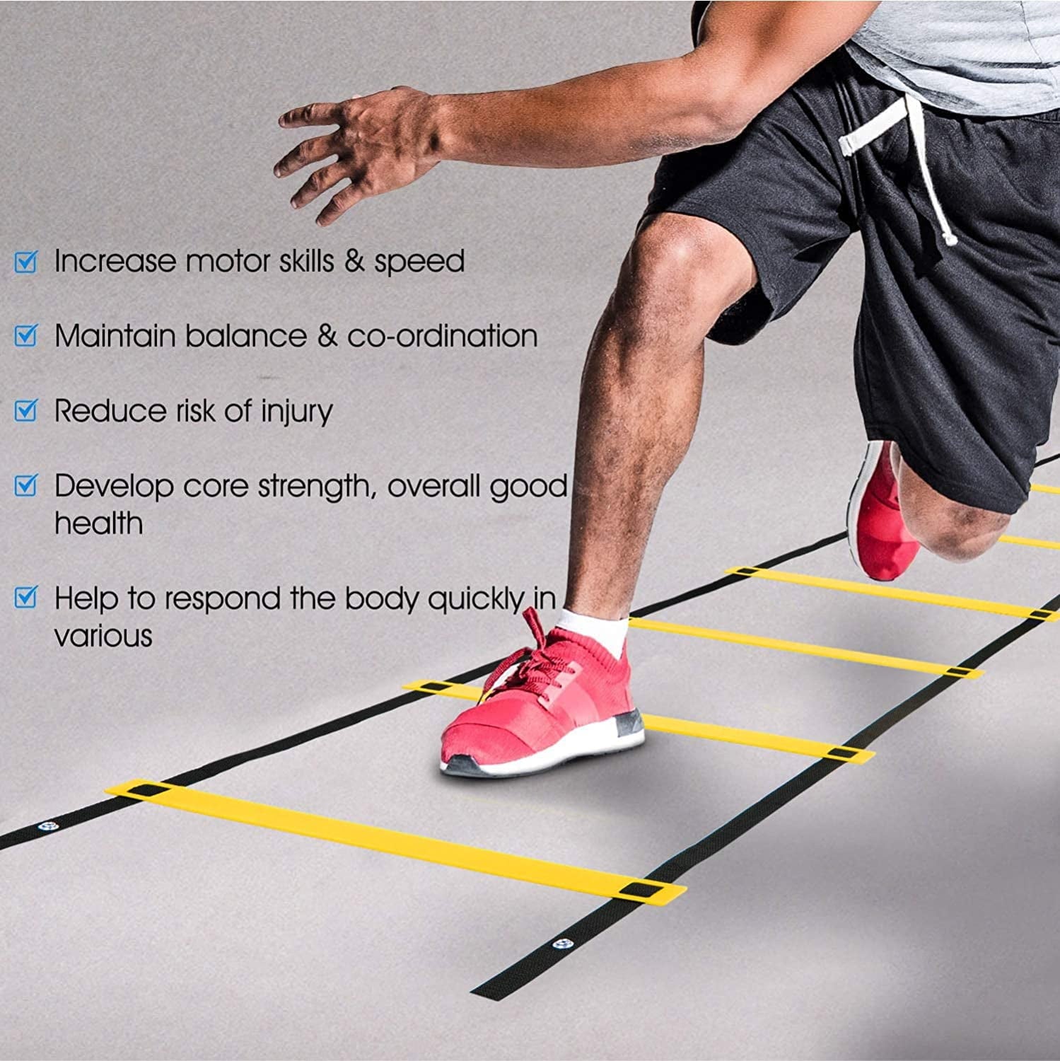 Yes4All Speed and Agility Training Ladder with Carry Bag - 12 Rung (Yellow)