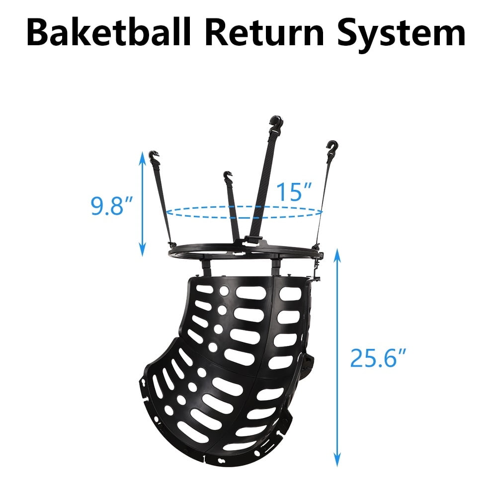 Basketball Return, SEGMART Basketball Return Attachment, 360° Basketball Shot Trainer, Portable Basketball Training Equipment, Basketball Return Chute Rebounder with 4 Detachable Hooks for Hoop,Black