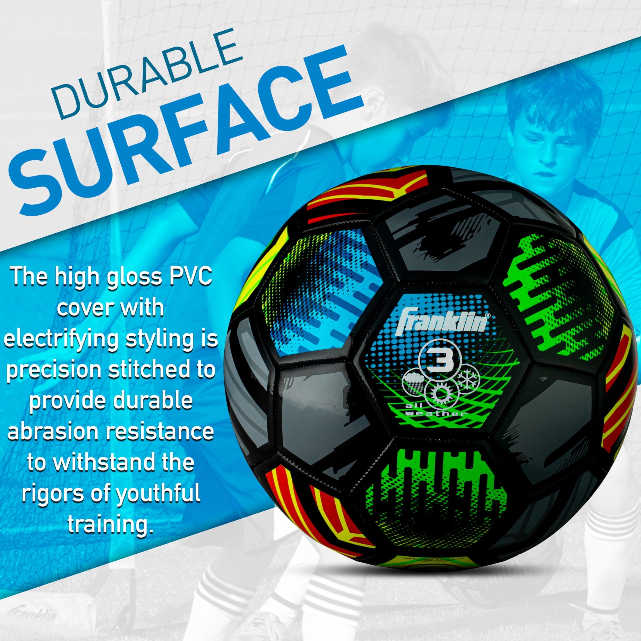 Franklin Sports MYSTIC Kids Soccer Ball - Size 3 Youth Soccer Ball - Soft Cover - Great for Kids and Toddlers - Air Pump Included