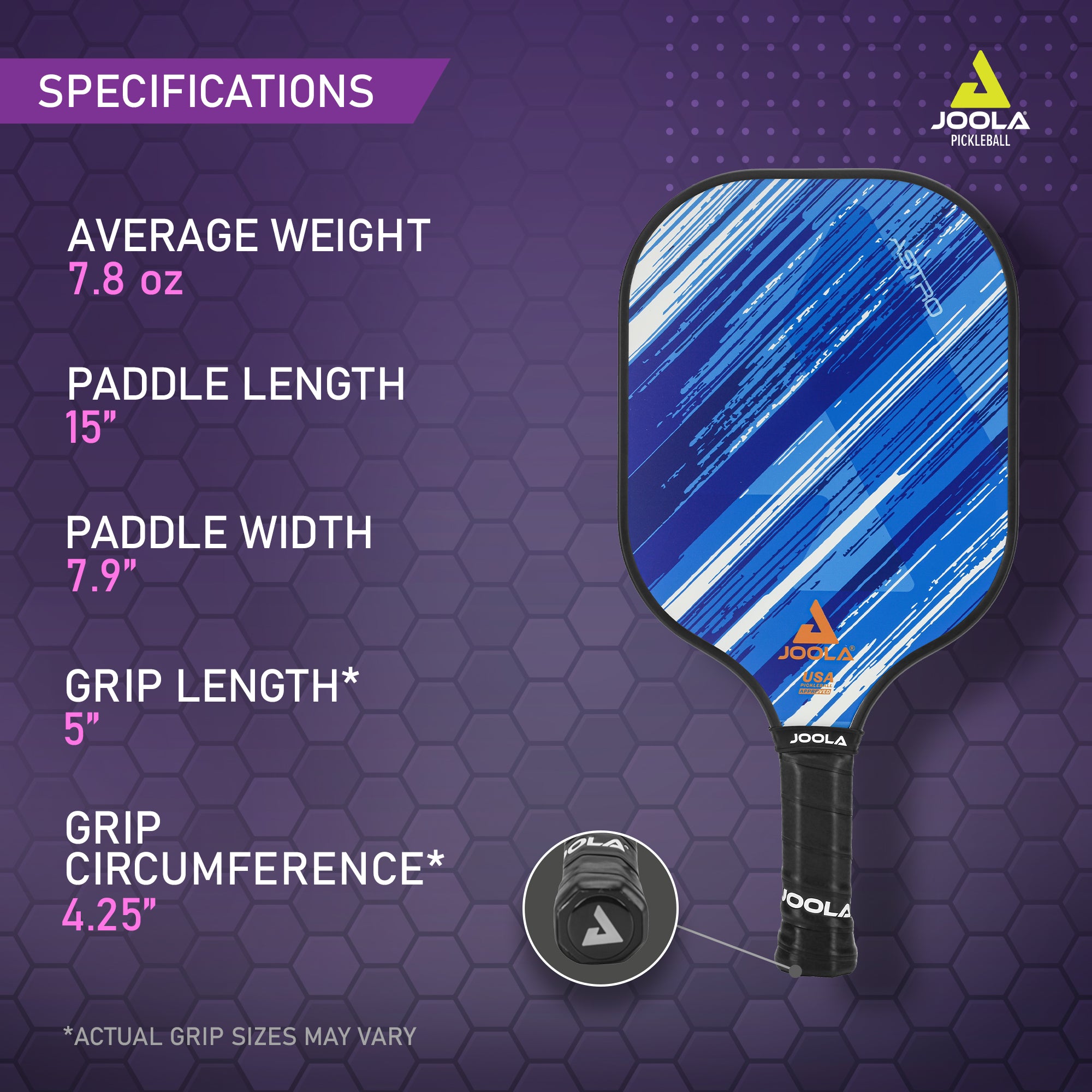 JOOLA Astro Fiberglass Pickleball Paddle for Intermediate and Beginner Players, Blue