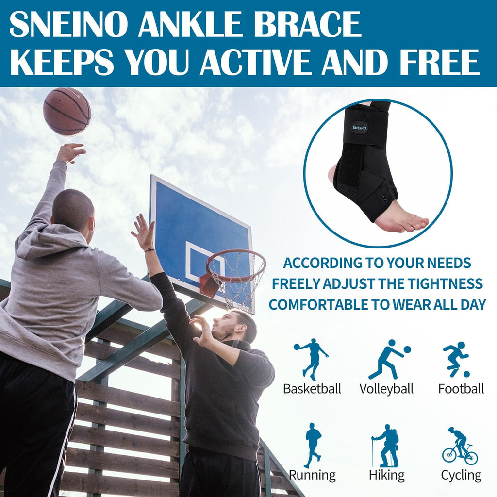 NEENCA Ankle Brace, Lace Up Adjustable Support – for Running, Basketball, Injury Recovery, Sprain! Ankle Wrap for Men, Women, and Children (Large)
