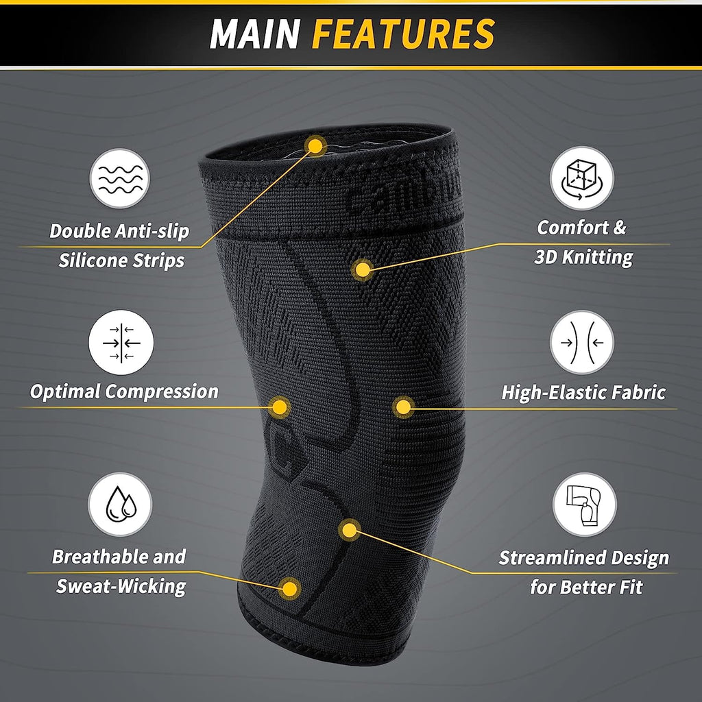 CAMBIVO Knee Brace x2, Compression Knee Sleeve Support for Running, Meniscus Tear, Arthritis, Joint Pain Relief, S-XL