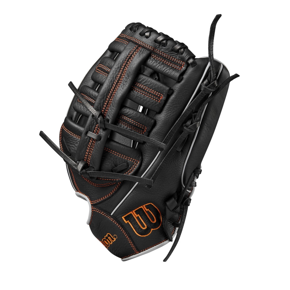Wilson A700 12.5" Outfield Baseball Glove - Black/Silver/Orange, Right Hand Throw