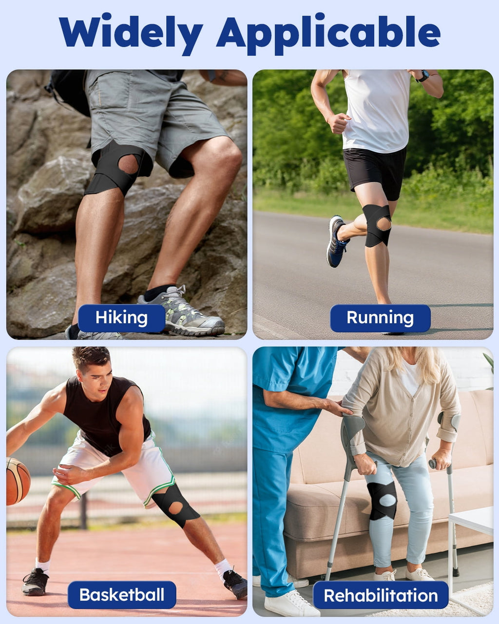 Goldeer Cross-Strap Knee Brace with Dual Spring Support, Adjustable Knee Support for Sports, Hiking & Daily Pain Relief, Lightweight Breathable Stabilizer for Men & Women