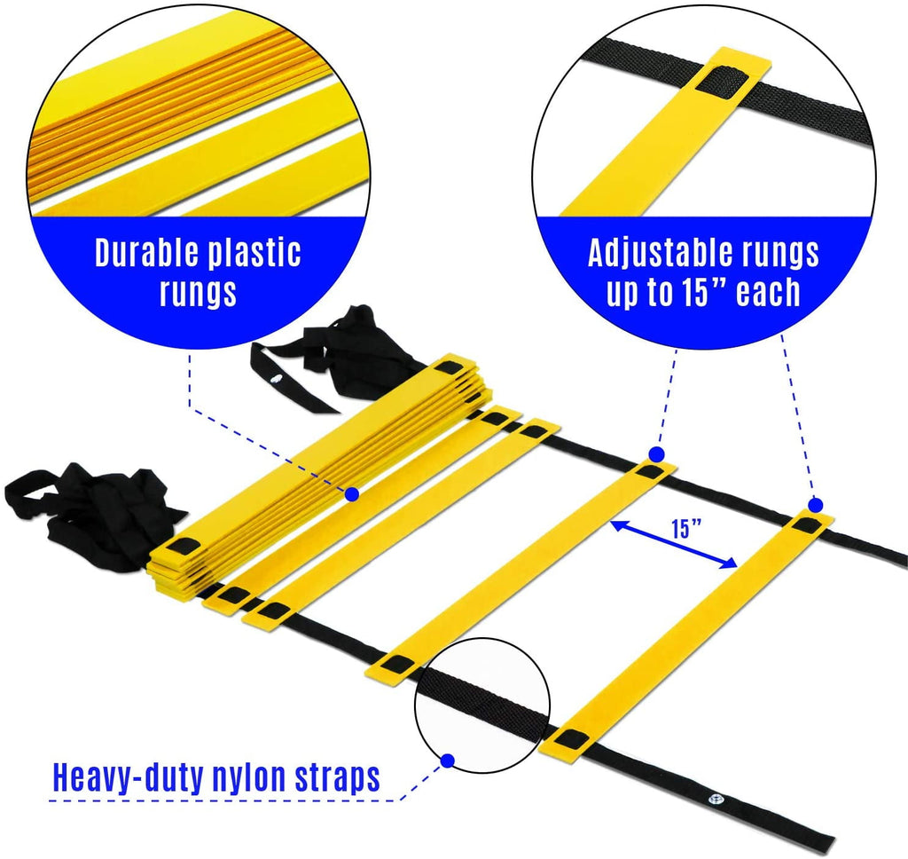 Yes4All Speed and Agility Training Ladder with Carry Bag - 12 Rung (Yellow)