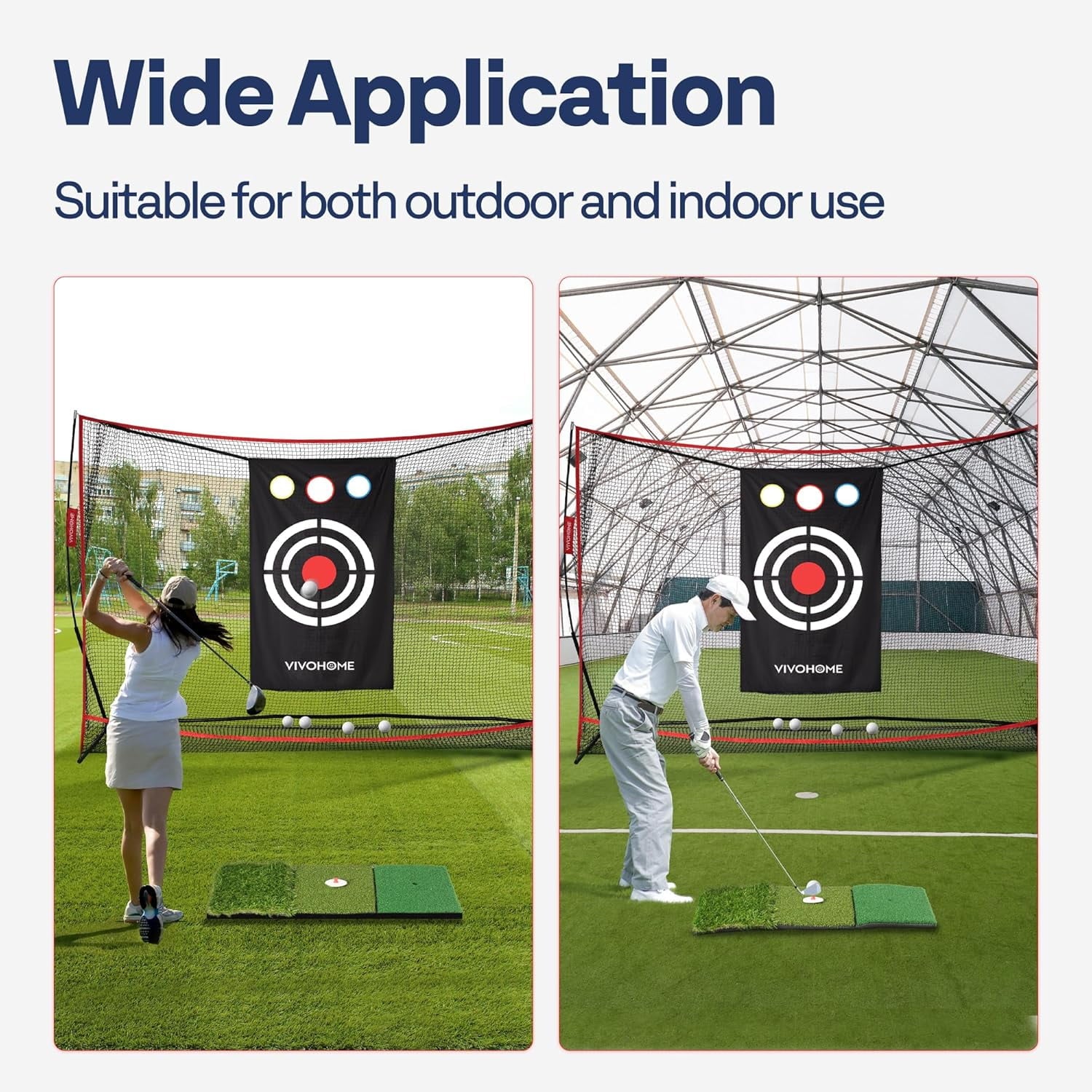 SPECSTAR 10 x 7ft Golf Net for Hitting, Chipping, Driving Training, Heavy Duty Golf Practice Net for Indoor, Backyard, Garage, with Golf Mat, Target Cloth, 8 Golf Tees, 6 Golf Balls, Carry Bag