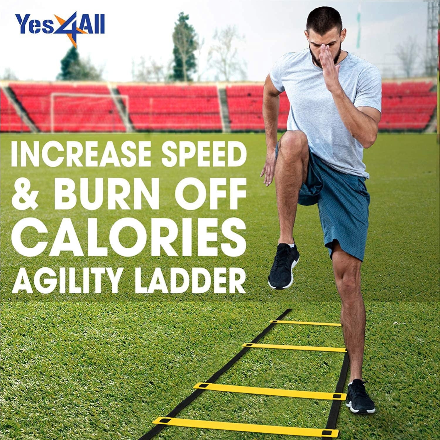 Yes4All Speed and Agility Training Ladder with Carry Bag - 12 Rung (Yellow)