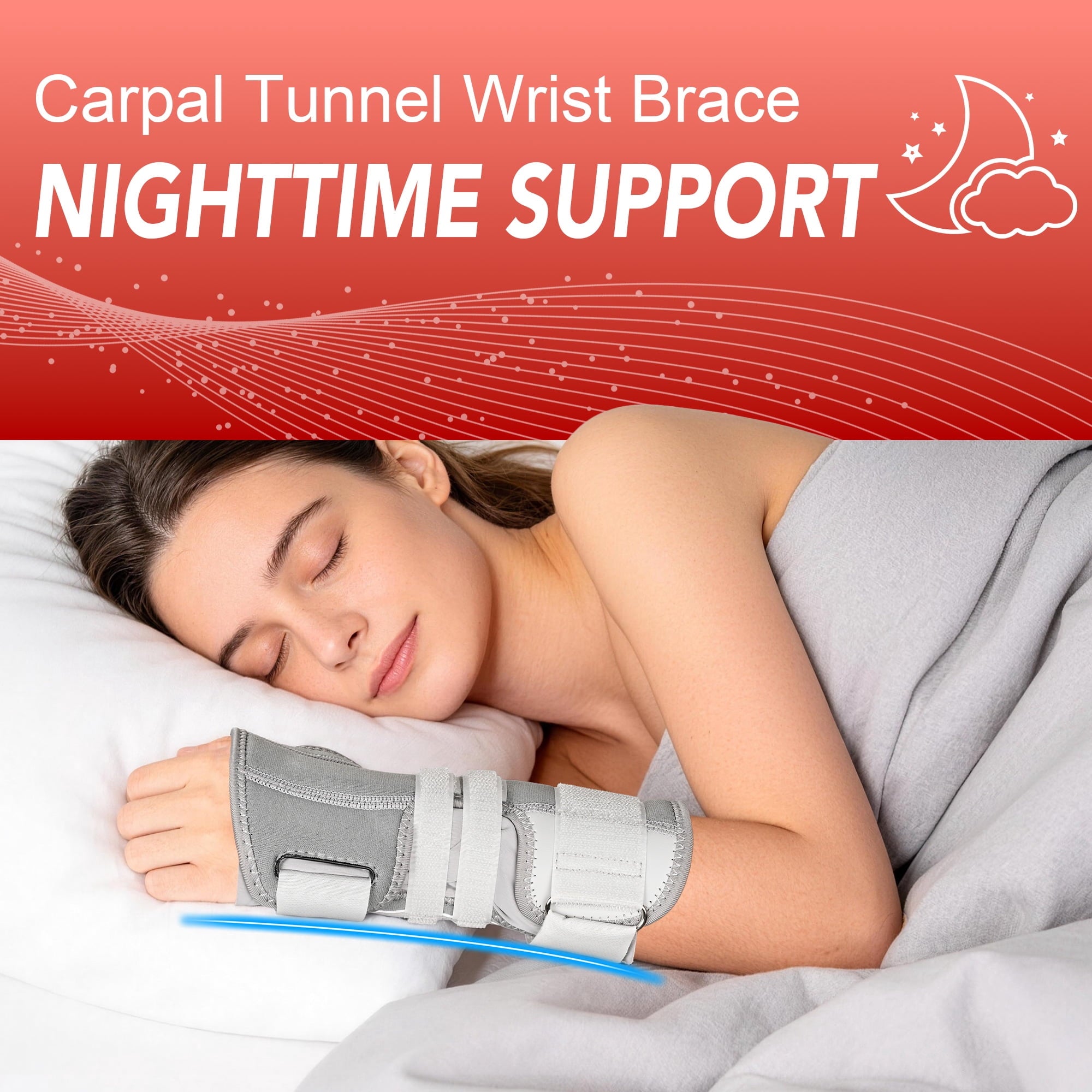 HLTHZONE Carpal Tunnel Wrist Brace for Work With Wrist Splint, Adjustable Wrist Stabilizer for Tendonitis & Arthritis, Left Hand For Women Men, All Day Wear - One Size/Gray