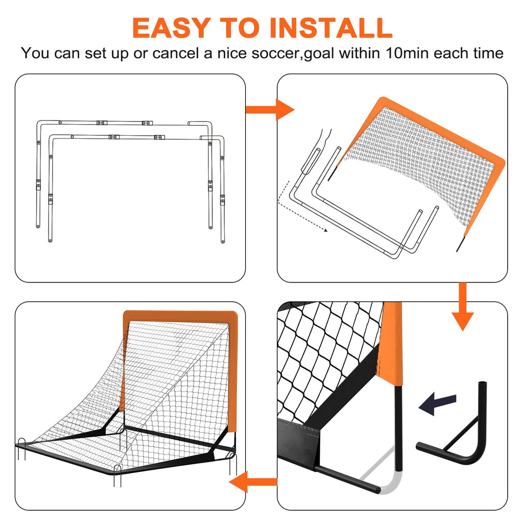 4 x 3FT Kid Soccer Goals for Backyard, Portable Pop Up Soccer Goal Training Equipment with Soccer Ball and 10 Cones,Indoor and Outdoor Soccer Nets for Kids Youth Toddler Sports Games