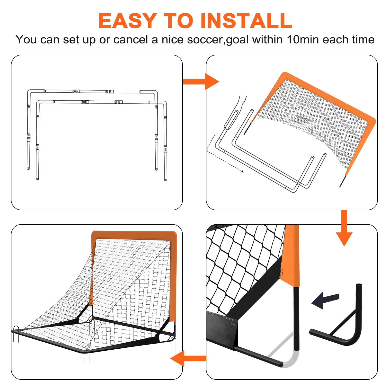 4 x 3FT Kid Soccer Goals for Backyard, Portable Pop Up Soccer Goal Training Equipment with Soccer Ball and 10 Cones,Indoor and Outdoor Soccer Nets for Kids Youth Toddler Sports Games