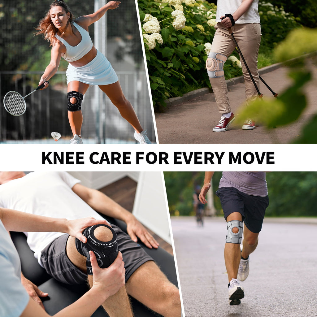 CAMBIVO Knee Brace with Side Stabilizers, Knee Sleeve for Knee Pain Women & Men, Patella Gel Pads Knee Support Wrap Strap for Meniscus Tear, Black M