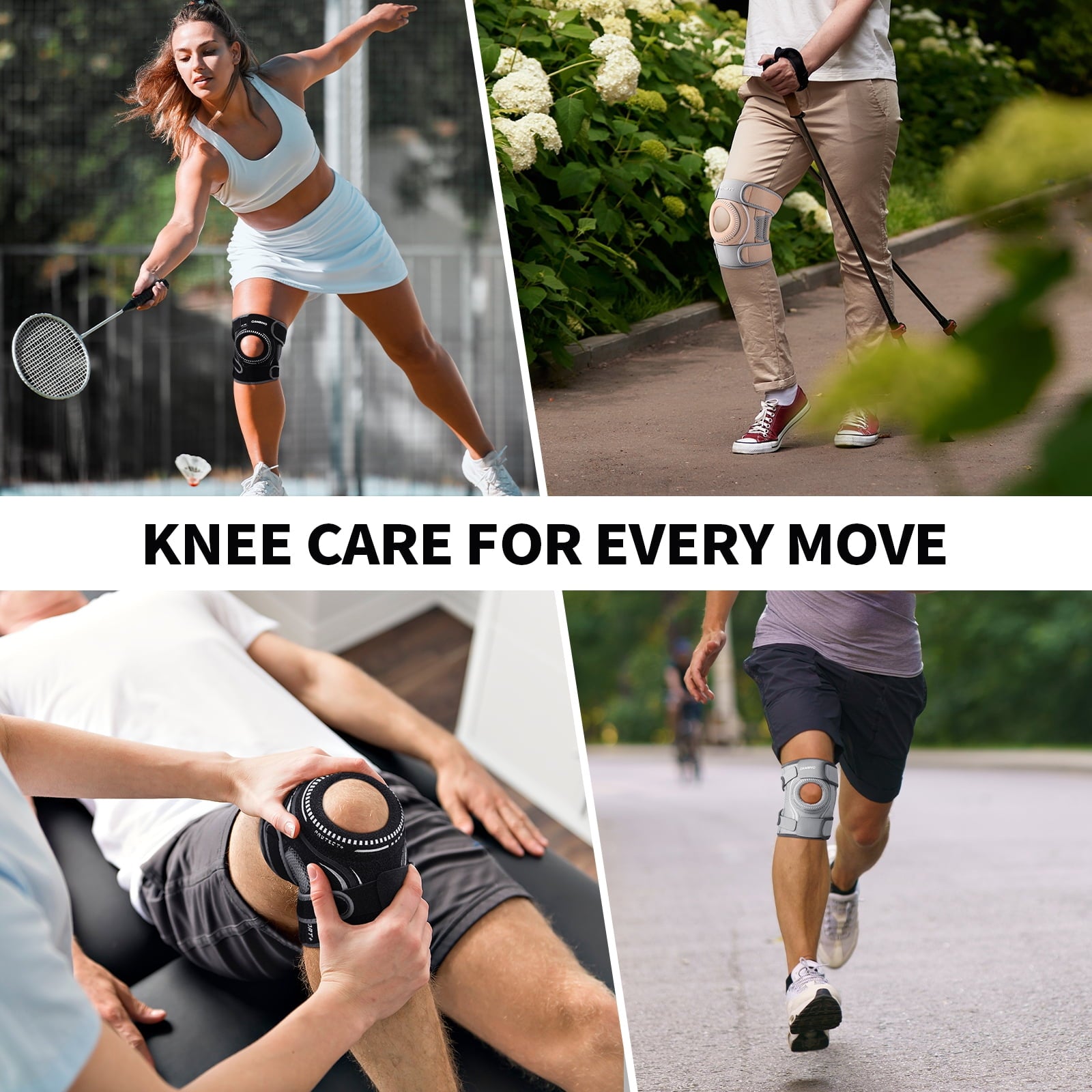 CAMBIVO Knee Brace with Side Stabilizers, Knee Sleeve for Knee Pain Women & Men, Patella Gel Pads Knee Support Wrap Strap for Meniscus Tear, Black M
