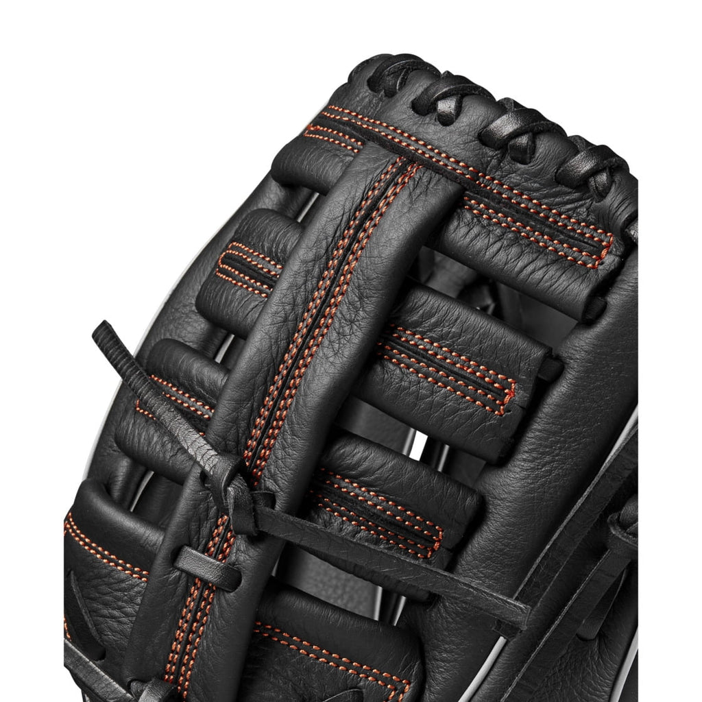 Wilson A700 12.5" Outfield Baseball Glove - Black/Silver/Orange, Right Hand Throw