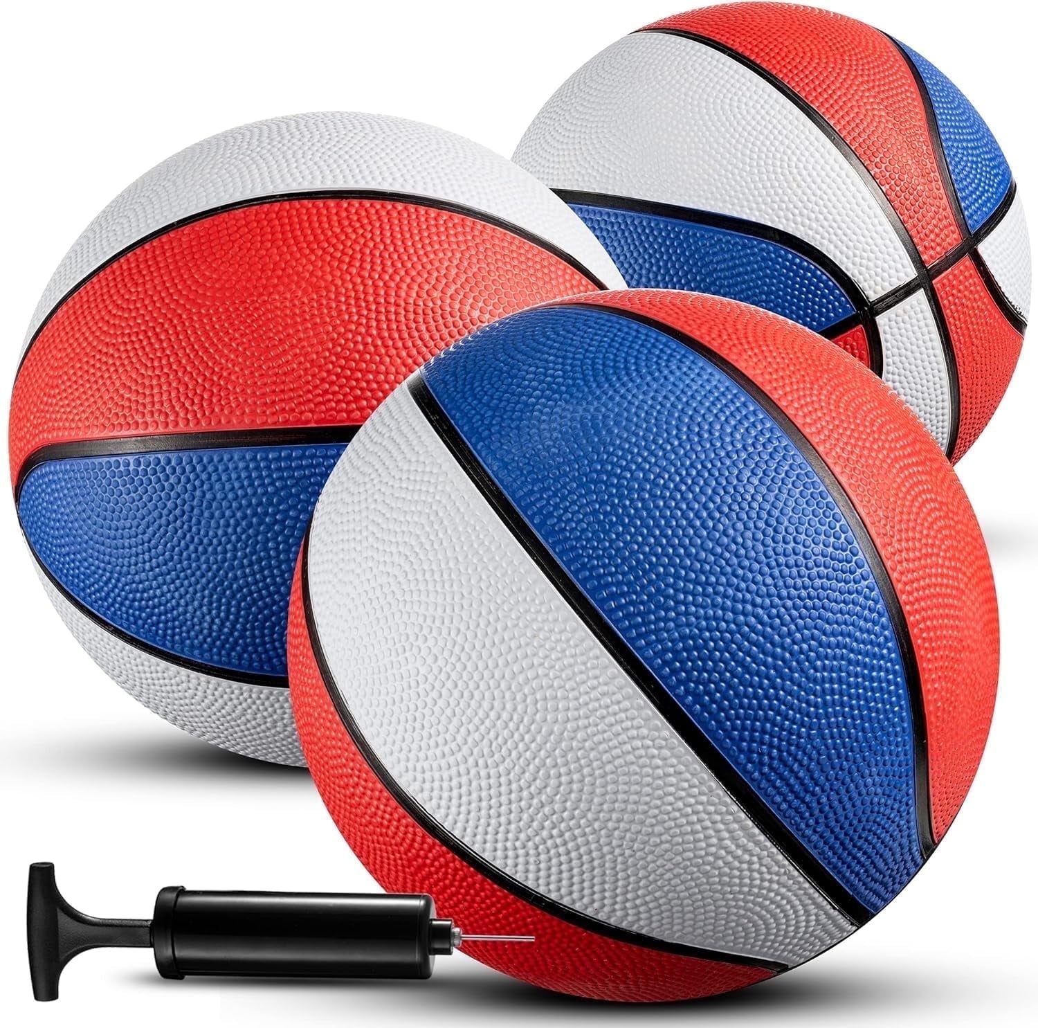 3-Pack Rubber Mini Basketballs 7-Inch with Pump, For Mini Hoops & Pool & Arcade Game Basketballs, – Indoor/Outdoor, Kids & Toddlers