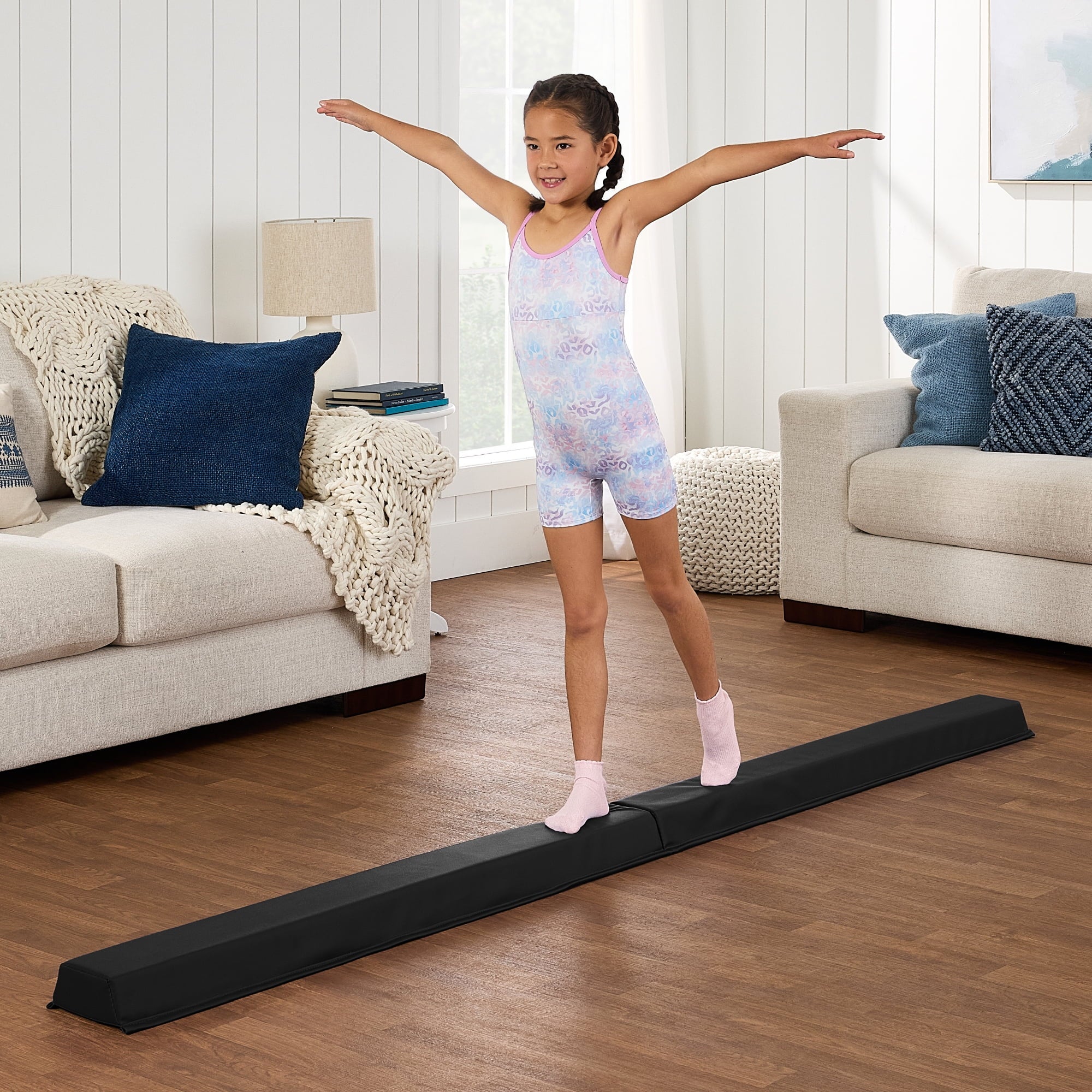 Best Choice Products 8ft Folding Floor Balance Beam 2-Panel for Gymnastics Practice, Exercise  Royal Blue