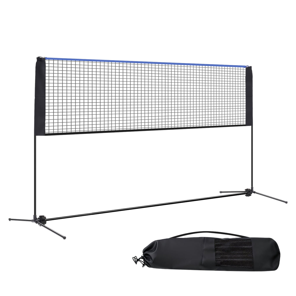 SHOUFTW Nylon Height Adjustable Volleyball Net, Badminton Net with Carry Bag, Volleyball Net for Pool, Backyard Game Indoor Outdoor Use, Blue-black