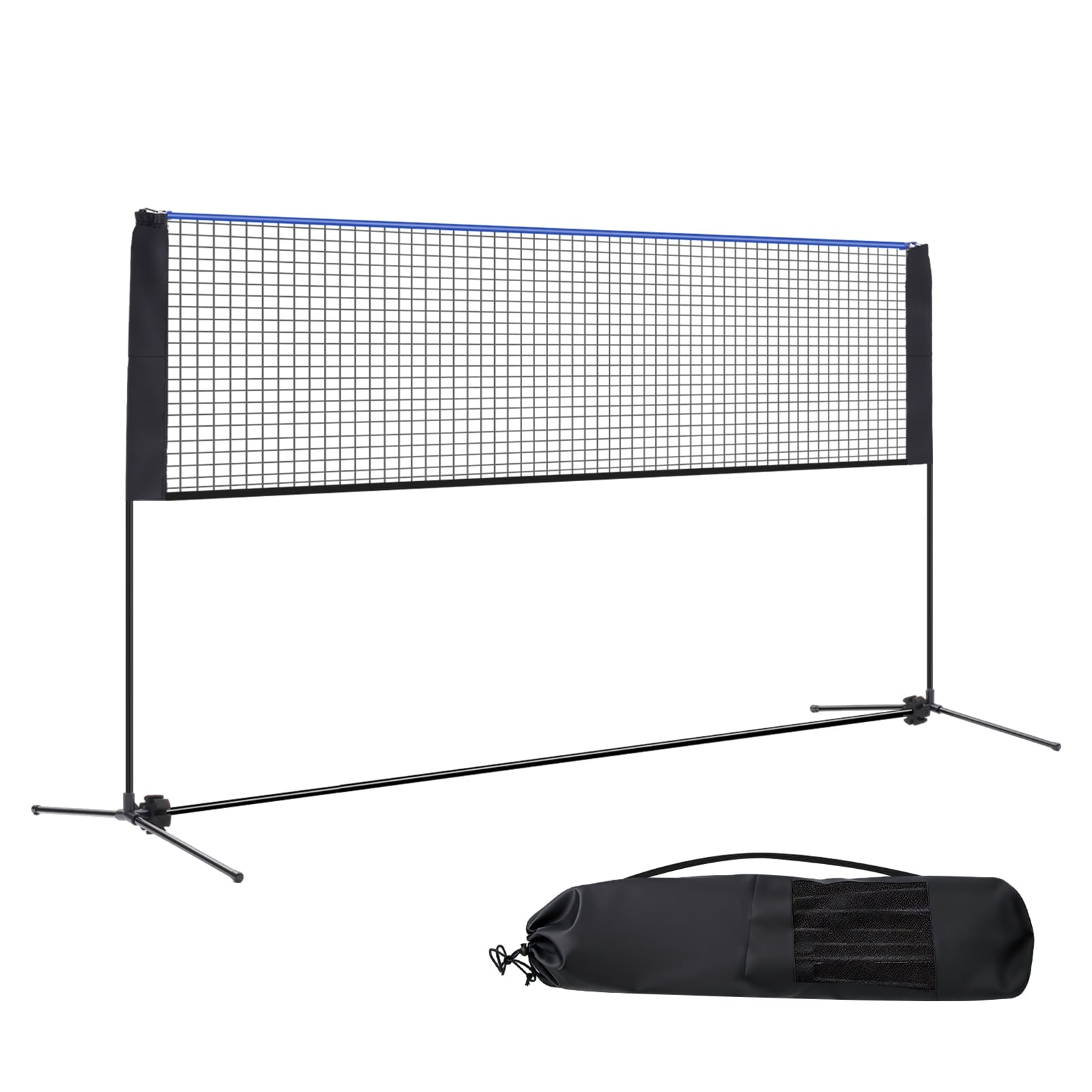 SHOUFTW Nylon Height Adjustable Volleyball Net, Badminton Net with Carry Bag, Volleyball Net for Pool, Backyard Game Indoor Outdoor Use, Blue-black
