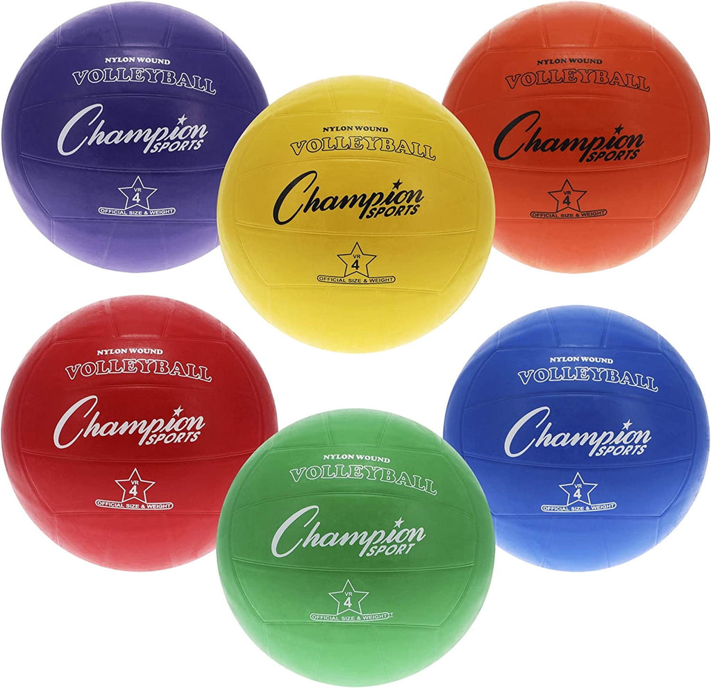 Champion Sports Rubber Volleyball, Official Size, for Indoor and Outdoor Use - Durable, Regulation Volleyballs for Beginners, Competitive, Recreational Play - Premium Equipment - White, VR4
