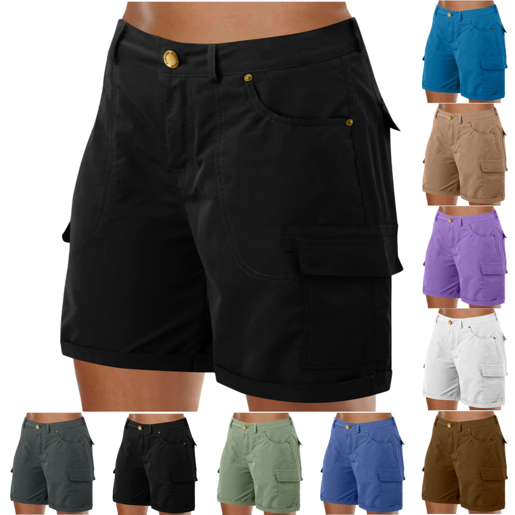 Dxzfnsa Women's Lightweight Hiking Cargo Shorts with Pockets Water Resistant Athletic Shorts for Golf Casual S-3XL