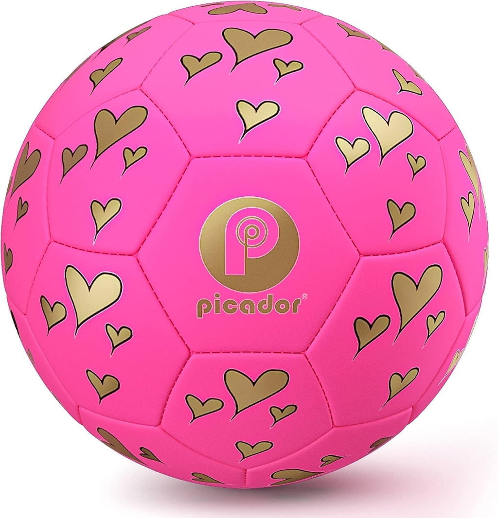 PP PICADOR Pink Heart Cartoon Soccer Ball Toy with Pump, Size 3