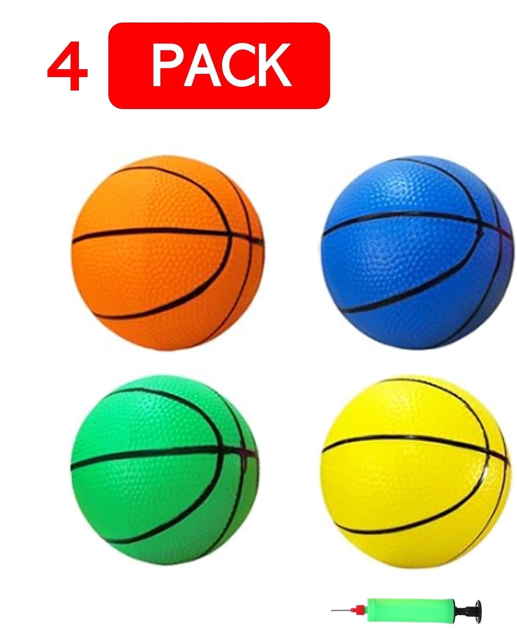 LATA 6" PVC Mini Basketballs for Indoor Hoops, Pools, and Parties - 4 Pack with Pump