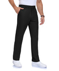 Lavenicole Mens Golf Pants Stretch Casual Dress Pants Elastic Waist Button Closure Lightweight with 4 Pockets Black
