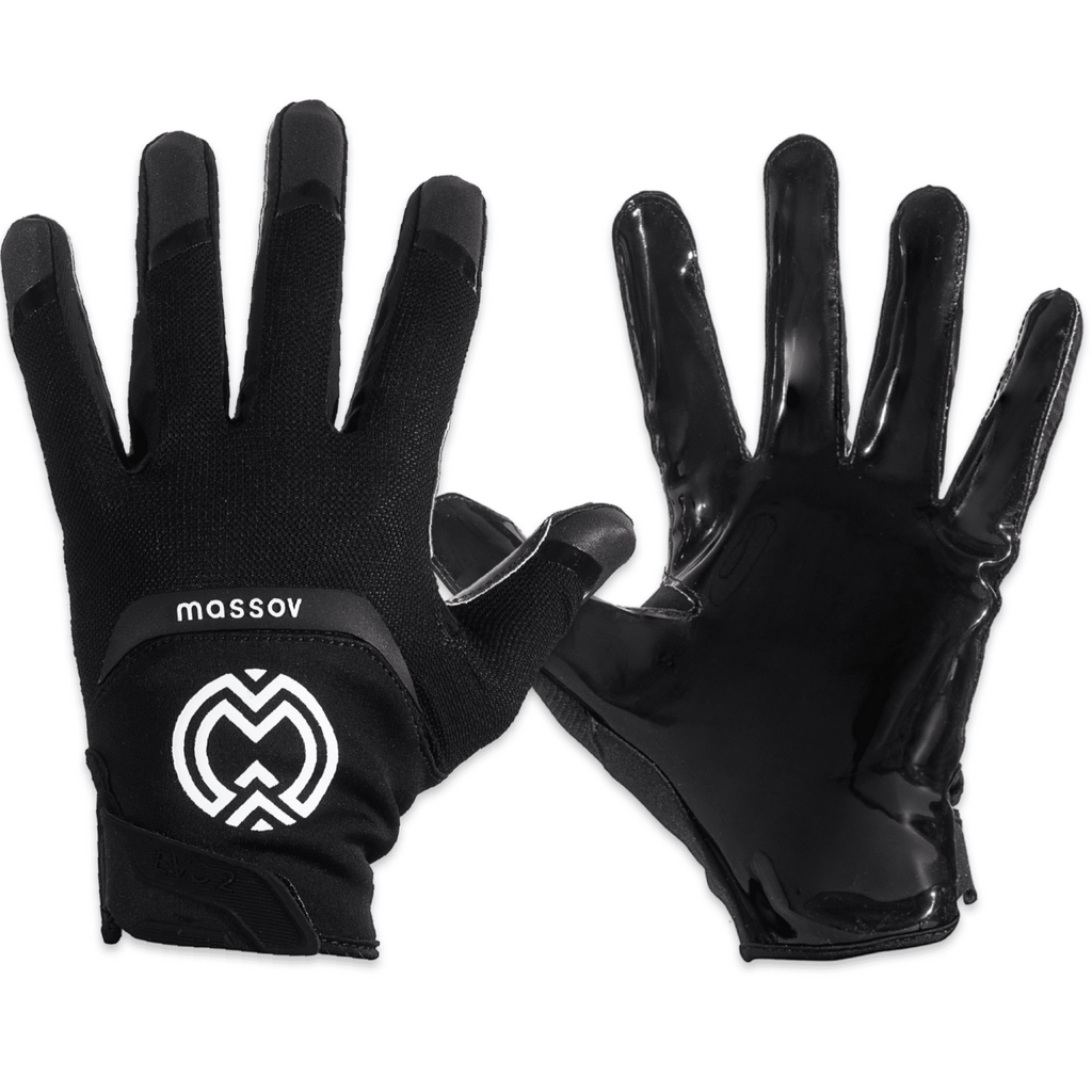 Massov EVO2 Youth Football Glove, Child Receiver Glove, Jet Black, Small