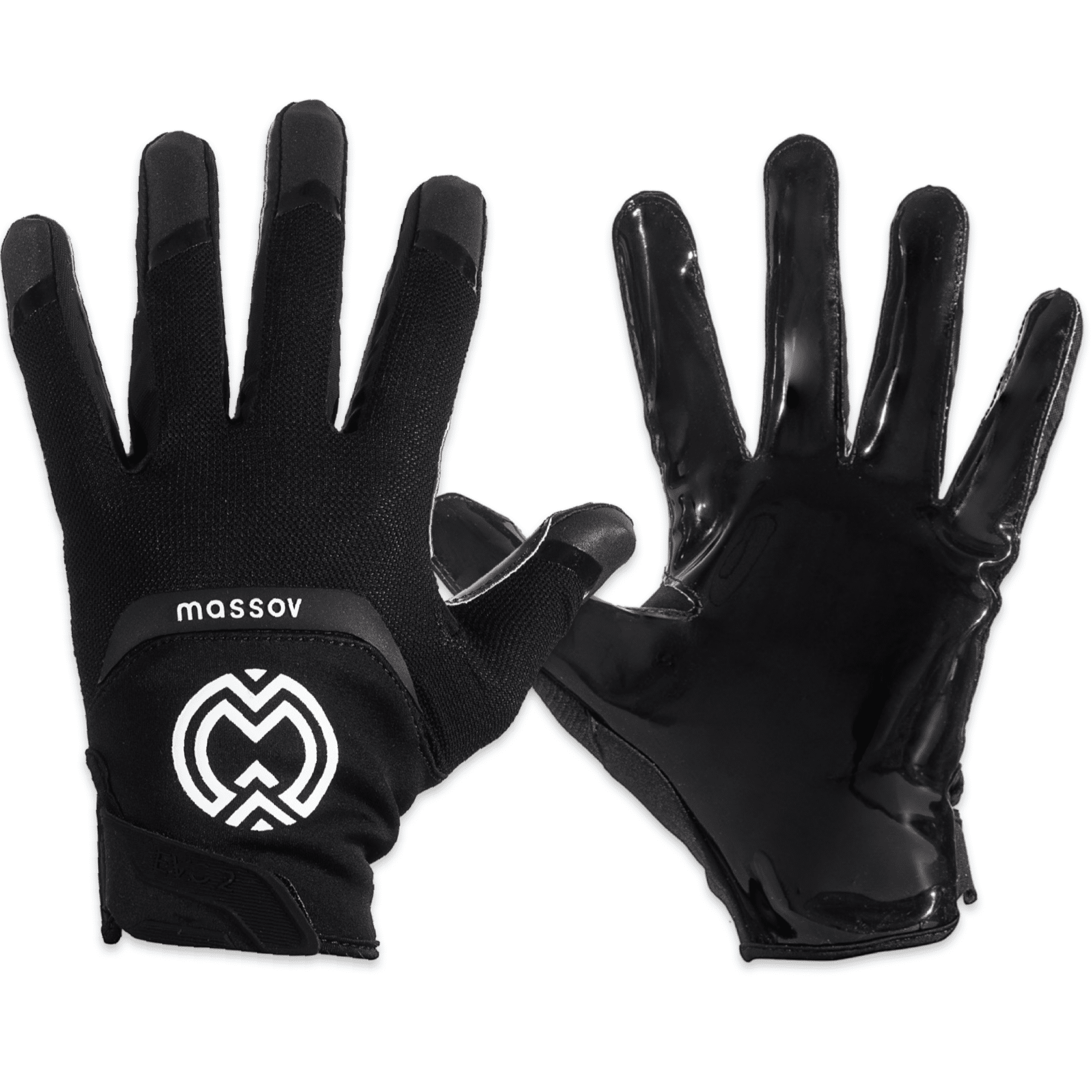 Massov EVO2 Youth Football Glove, Child Receiver Glove, Jet Black, Small