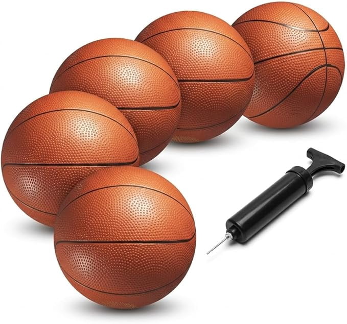 Mini Basketball - 6 Inch (Pack of 5) - Mini Hoop Basketball Set, PVC Outdoor & Indoor, Balls for Small Hoops & Pool Parties - Boys & Girls Birthday Party Favors, Game Prizes and Goodie Bags for Kids