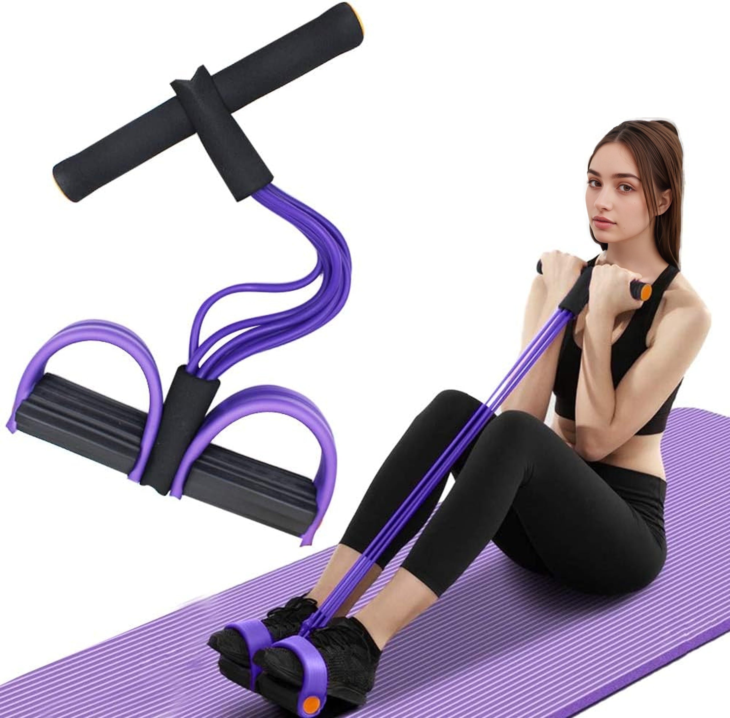 NGARDK Foot Pedal Resistance Band - 6 Tube Pedal Ankle Puller, Stirrup Puller for Exercise (Purple)
