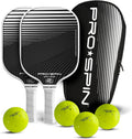 PRO SPIN Pickleball Paddles - Set of 2 USAPA-Approved Graphite Carbon Pickle Ball Paddles (White/White), 4 High-Performance Pickleball Balls, Durable Bag for Rackets & Balls - Great Gift