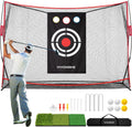 SPECSTAR 10 x 7ft Golf Net for Hitting, Chipping, Driving Training, Heavy Duty Golf Practice Net for Indoor, Backyard, Garage, with Golf Mat, Target Cloth, 8 Golf Tees, 6 Golf Balls, Carry Bag
