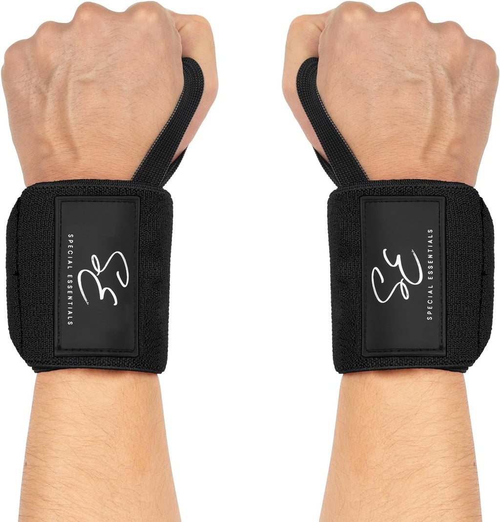 Special Essentials Stiff Unisex Heavy-Duty Black Wrist Wraps (1 Pair)