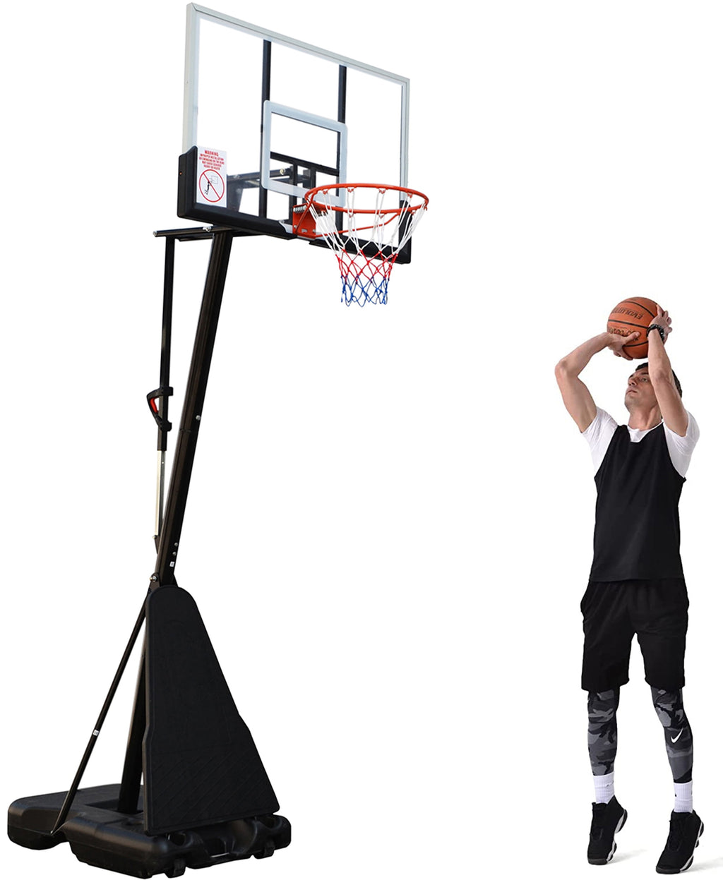 Vebreda 54 in. Portable Basketball Hoop System, 7.5 - 10 ft. Height Adjustable