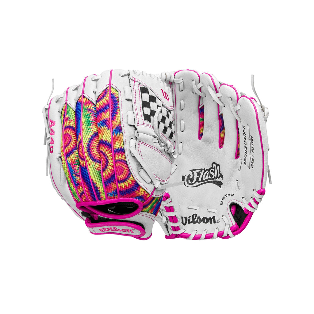 Wilson 2024 A440™ Flash™ 11.5” Youth Fastpitch Softball Glove - White/Tie Dye, Left Hand Throw