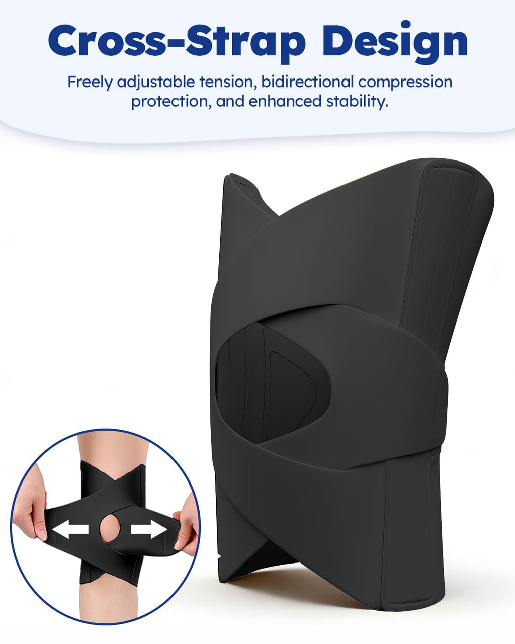 Goldeer Cross-Strap Knee Brace with Dual Spring Support, Adjustable Knee Support for Sports, Hiking & Daily Pain Relief, Lightweight Breathable Stabilizer for Men & Women