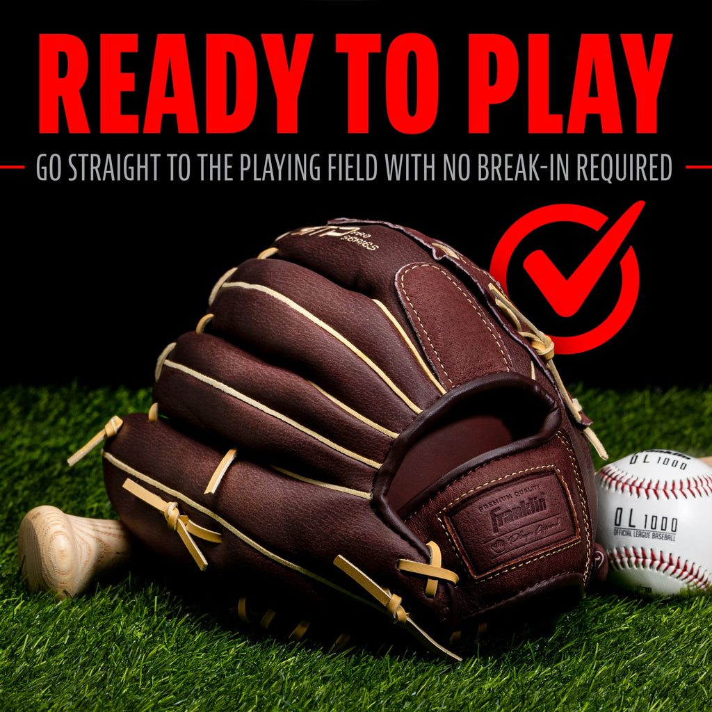 Franklin Sports RTP Pro Baseball Glove - Adult + Youth Fielding Mitt - 12.5" Righty - Brown