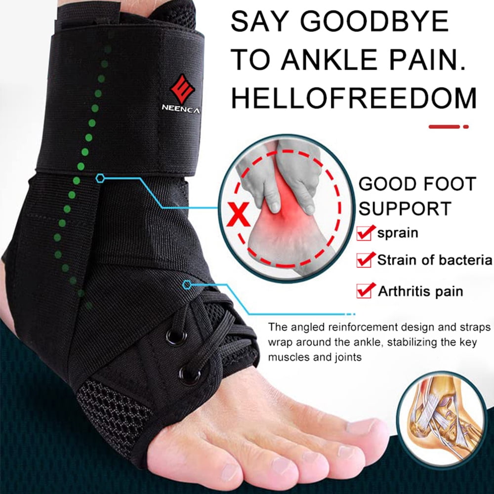 NEENCA Ankle Brace, Lace Up Adjustable Support – for Running, Basketball, Injury Recovery, Sprain! Ankle Wrap for Men, Women, and Children (Large)