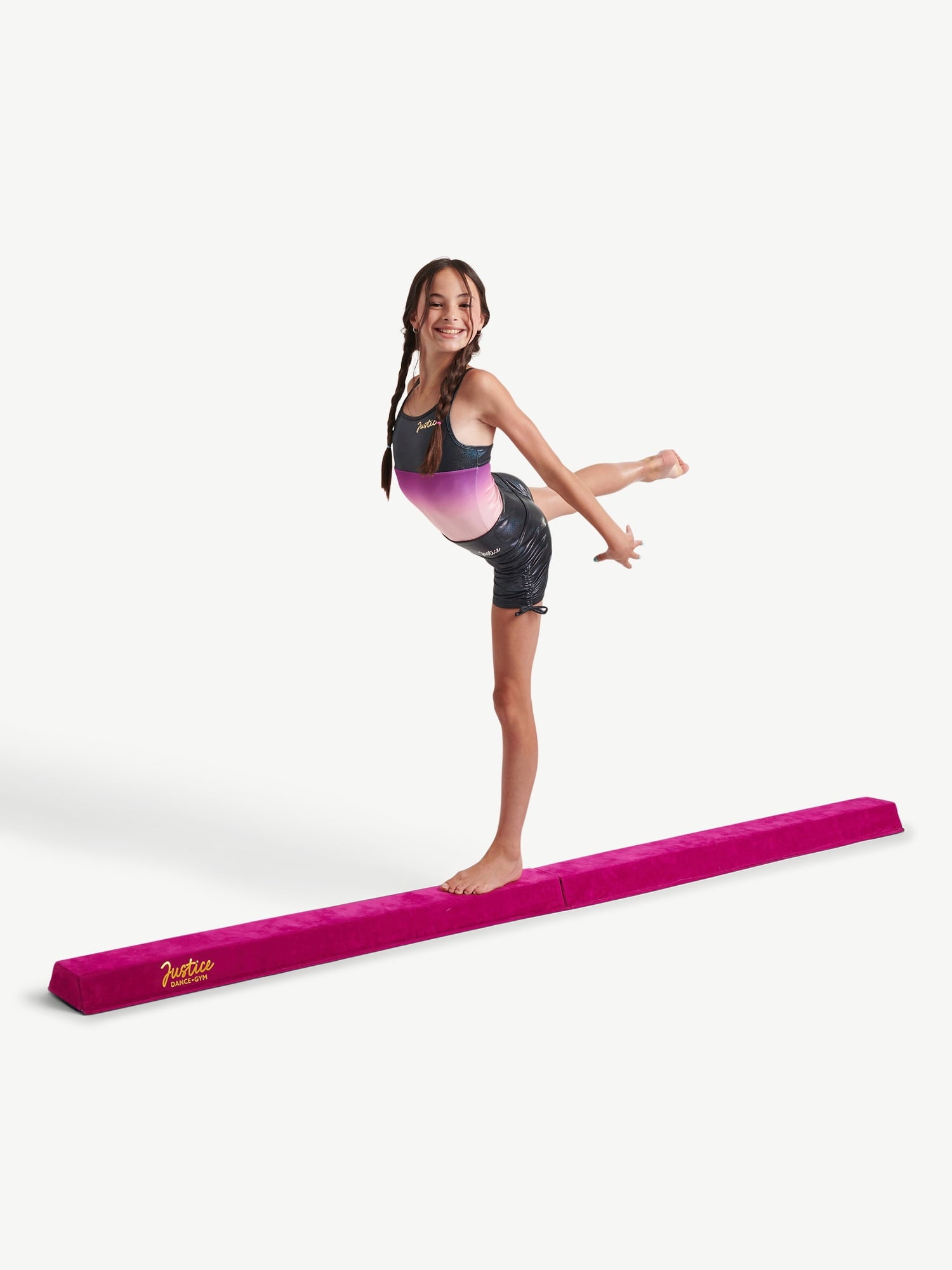 Justice 8FT Folding Gymnastics Balance Beam , Vegan Suede Material, Purple