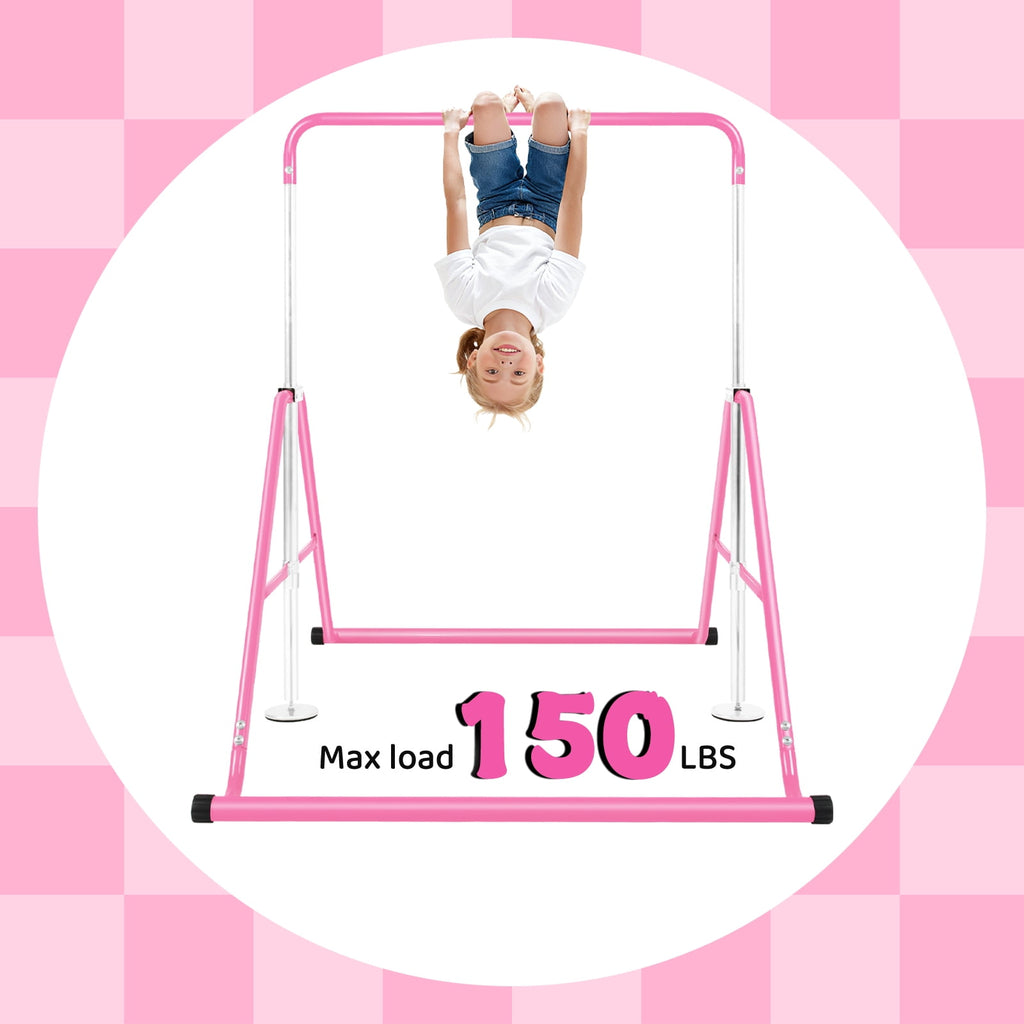 Primy 150lbs Gymnastics Bar for Kids, Height Adjustable Horizontal Bar, Folding Gymnastics Junior Training Bar for Home Gymnastics Equipment, 4-10 Years Old Kids