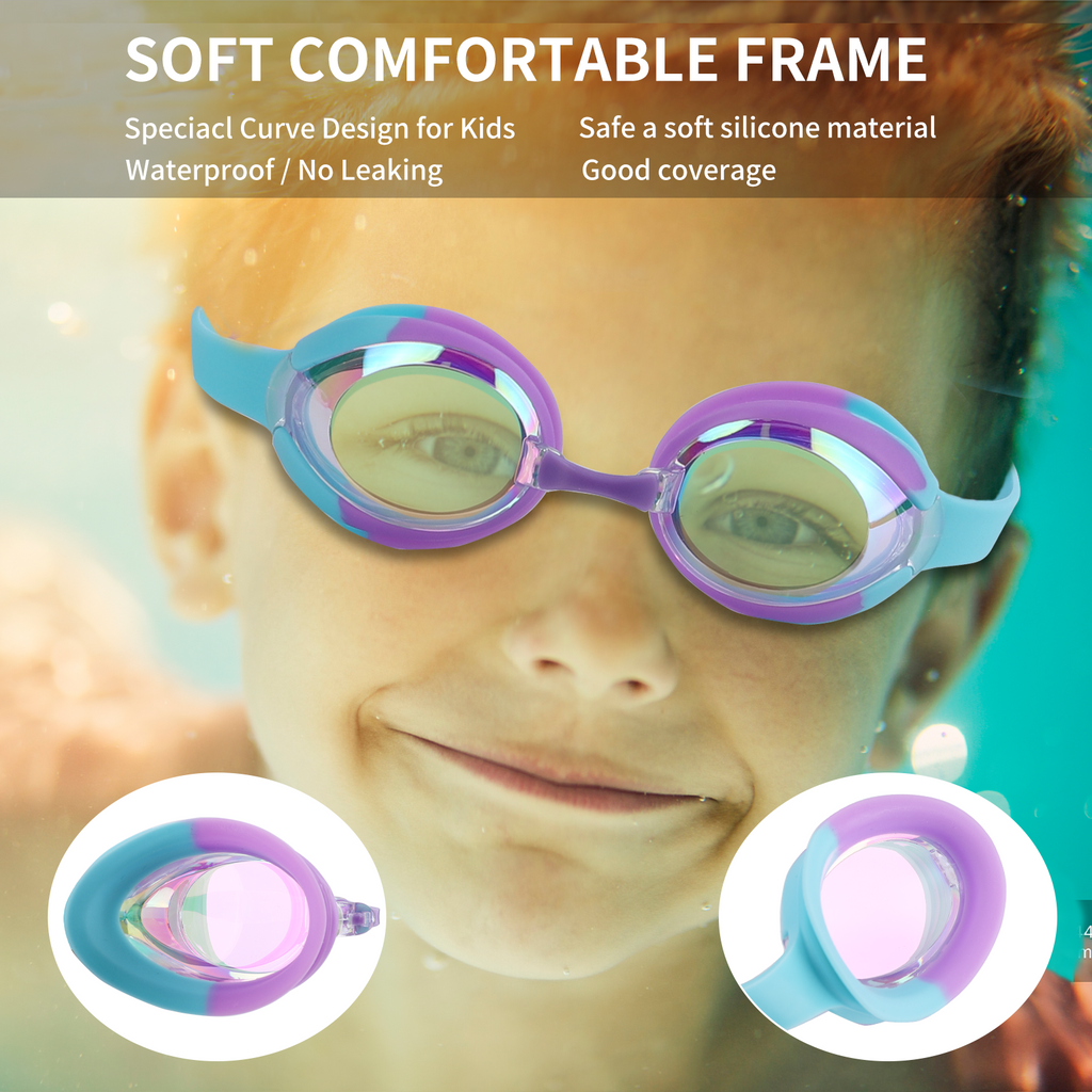 Cshidworld Kids Swim Goggles Clear Anti-Fog Swimming Sport Goggles 2 Pack