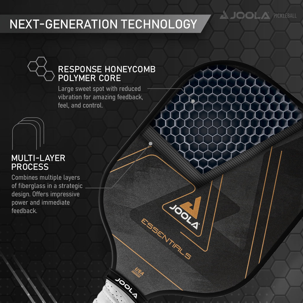 JOOLA Essentials Pickleball Paddle, Fiberglass, USAPA Approved, Black