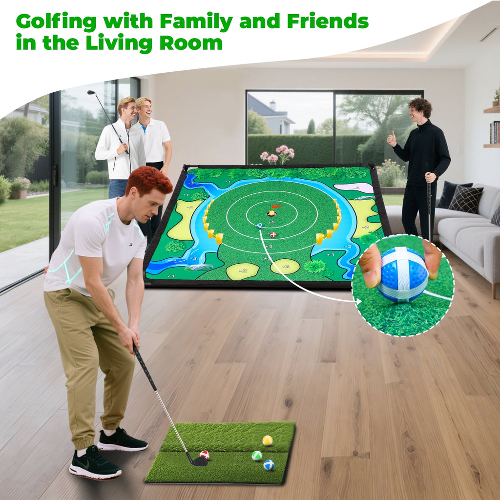 Golf Chipping Game Set, The Original Portable Golf Game for Chipping Practice for Junior Golfers, Outdoor & Indoor (Free Adjustable Club x1)