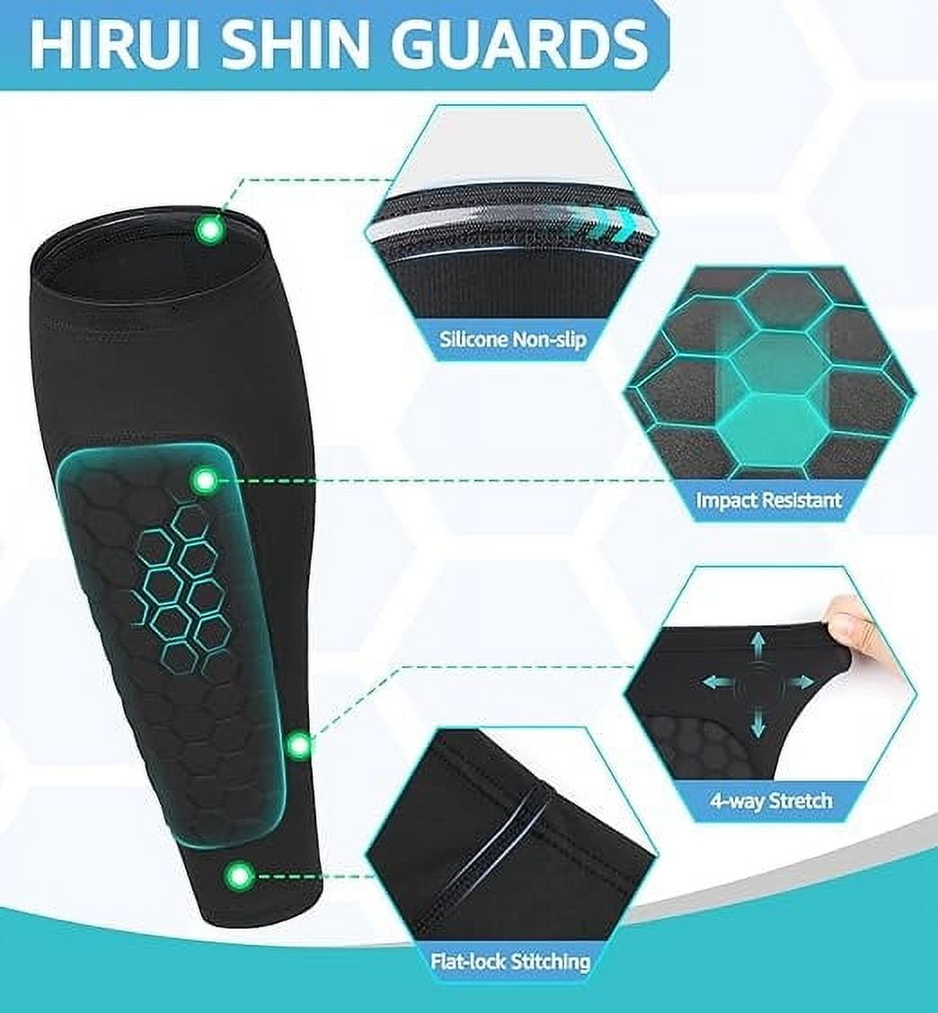 Soccer Shin Guards Shin Pads for Kids Youth Adult, Calf Compression Sleeve with Honeycomb Pads, Support for Shin Splint Baseball Boxing MTB, Lightweight ( 1Pair, Black, M)