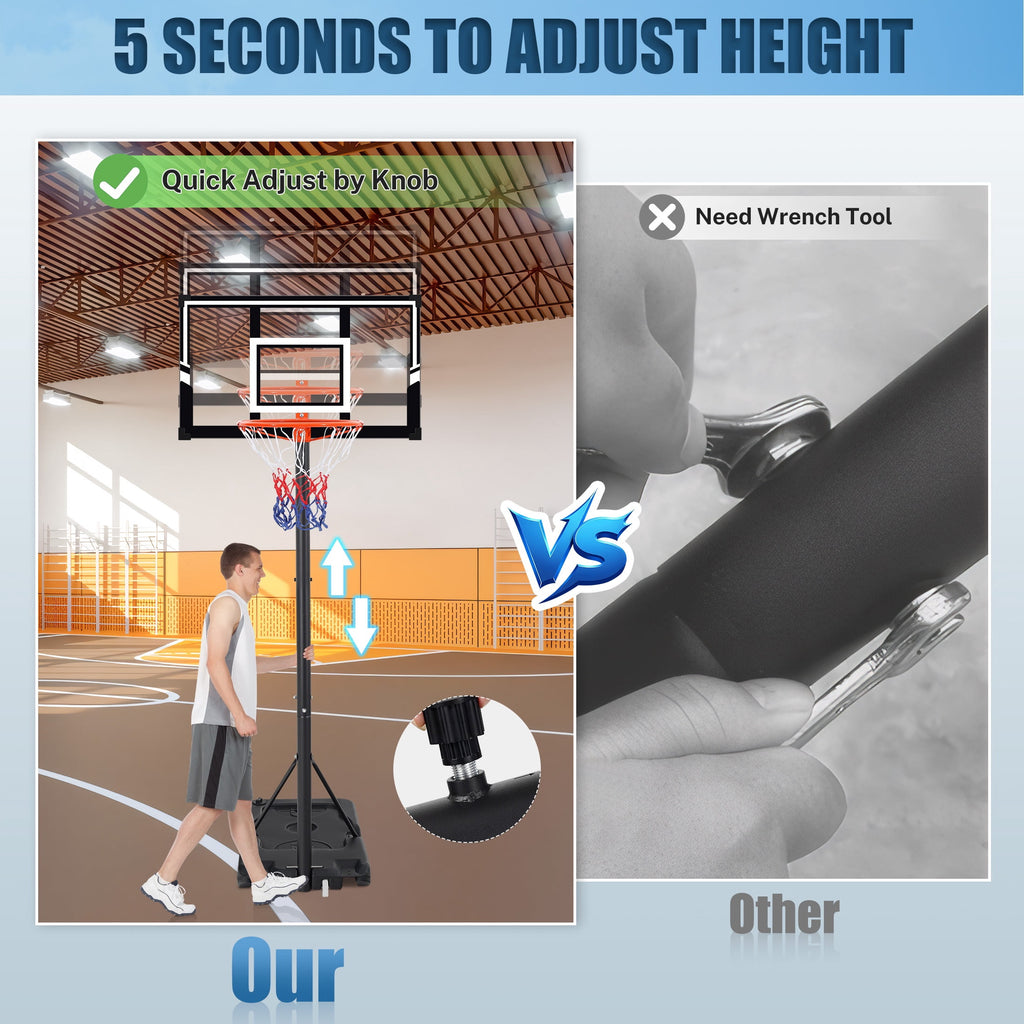 Portable Basketball Hoop Outdoor, SEGMART 3.3Ft-10Ft Height Adjustable Swimming Pool Basketball Hoop Goal System with PE Backboard for Kids Youth Adults Play in Backyard/Courts/Indoor