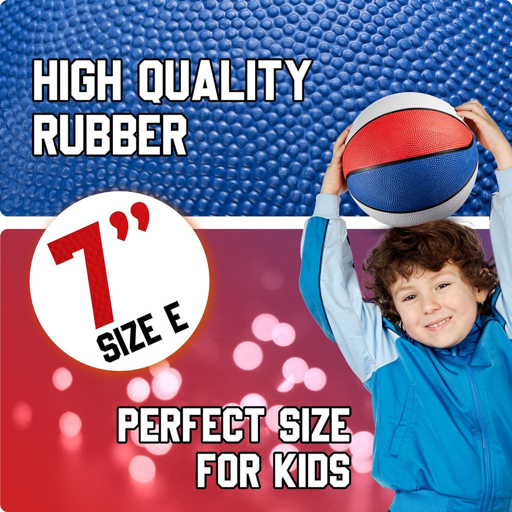 3-Pack Rubber Mini Basketballs 7-Inch with Pump, For Mini Hoops & Pool & Arcade Game Basketballs, – Indoor/Outdoor, Kids & Toddlers