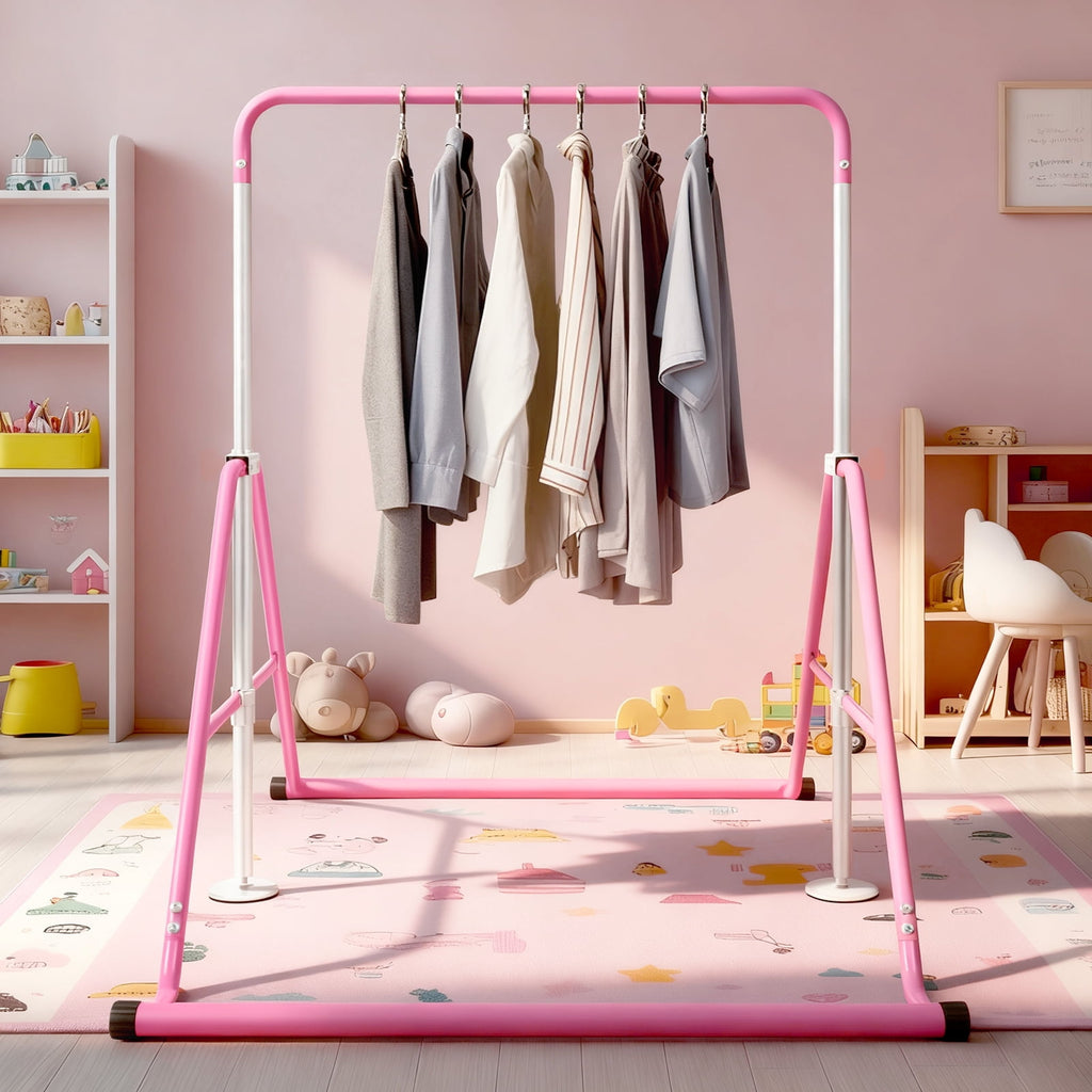 Primy 150lbs Gymnastics Bar for Kids, Height Adjustable Horizontal Bar, Folding Gymnastics Junior Training Bar for Home Gymnastics Equipment, 4-10 Years Old Kids