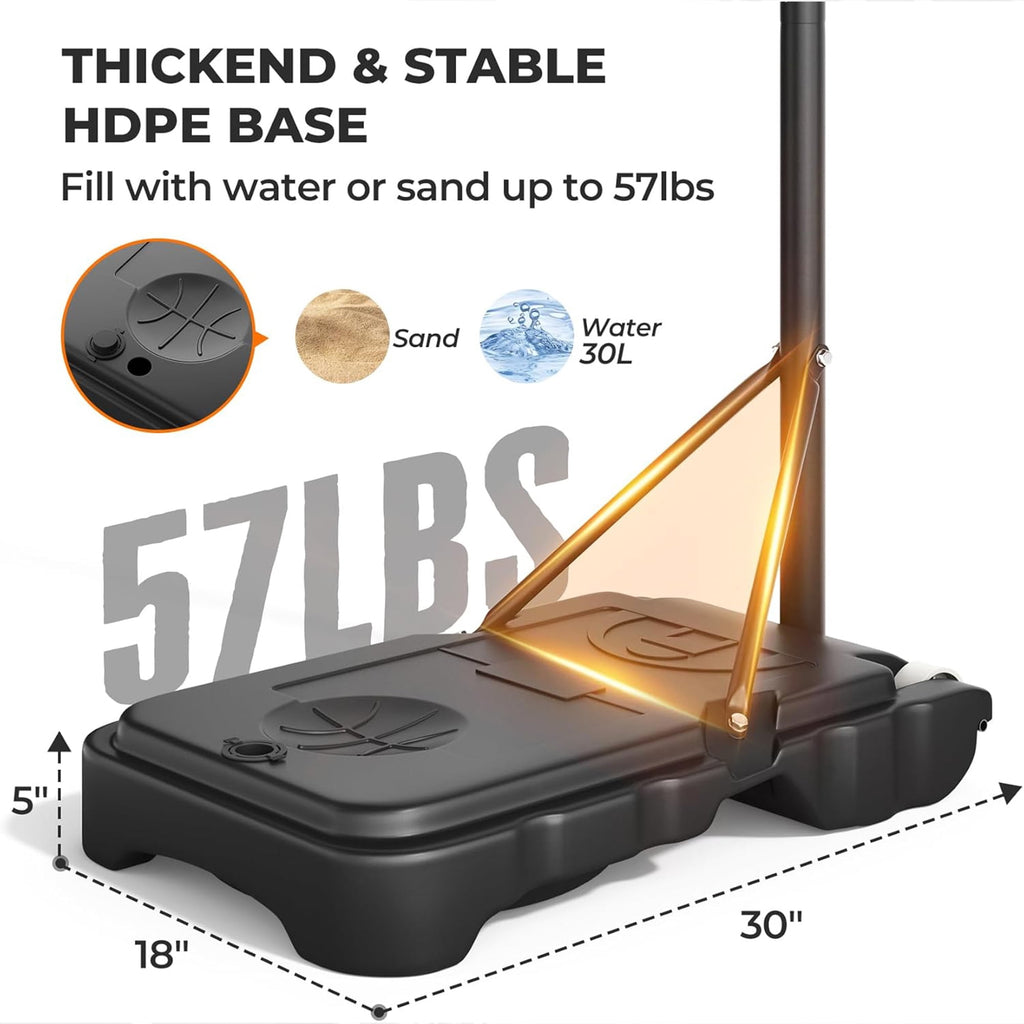 Toremore 30" Portable Kid Basketball Hoop Outdoor, 3.6-7 FT Height Adjustable Basketball Hoop Outdoor Indoor for Kids, Teens, Youth