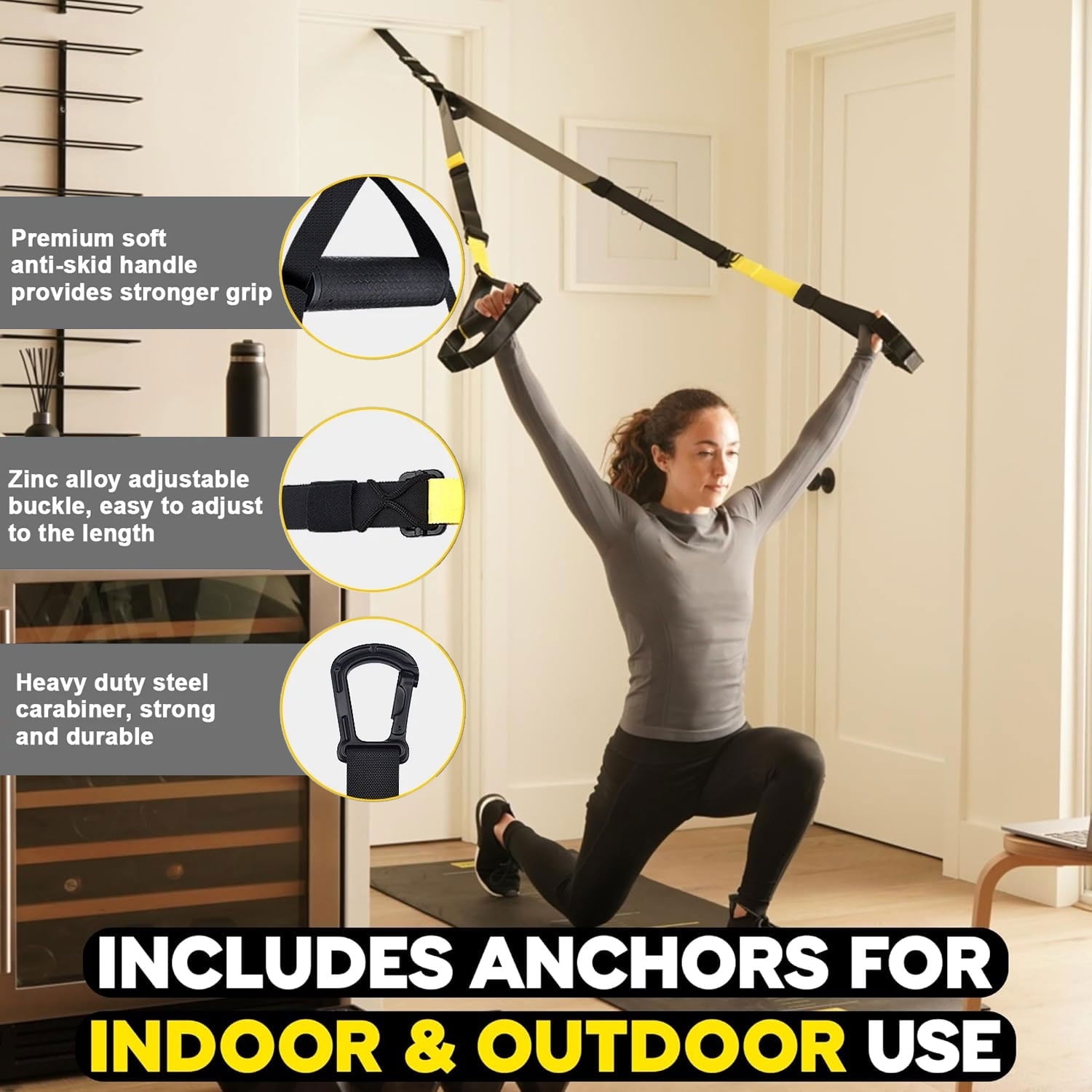 WQQQW Suspension Trainer System, Resistance Training Kit for Cross-Training, Weight Training, HIIT & Cardio