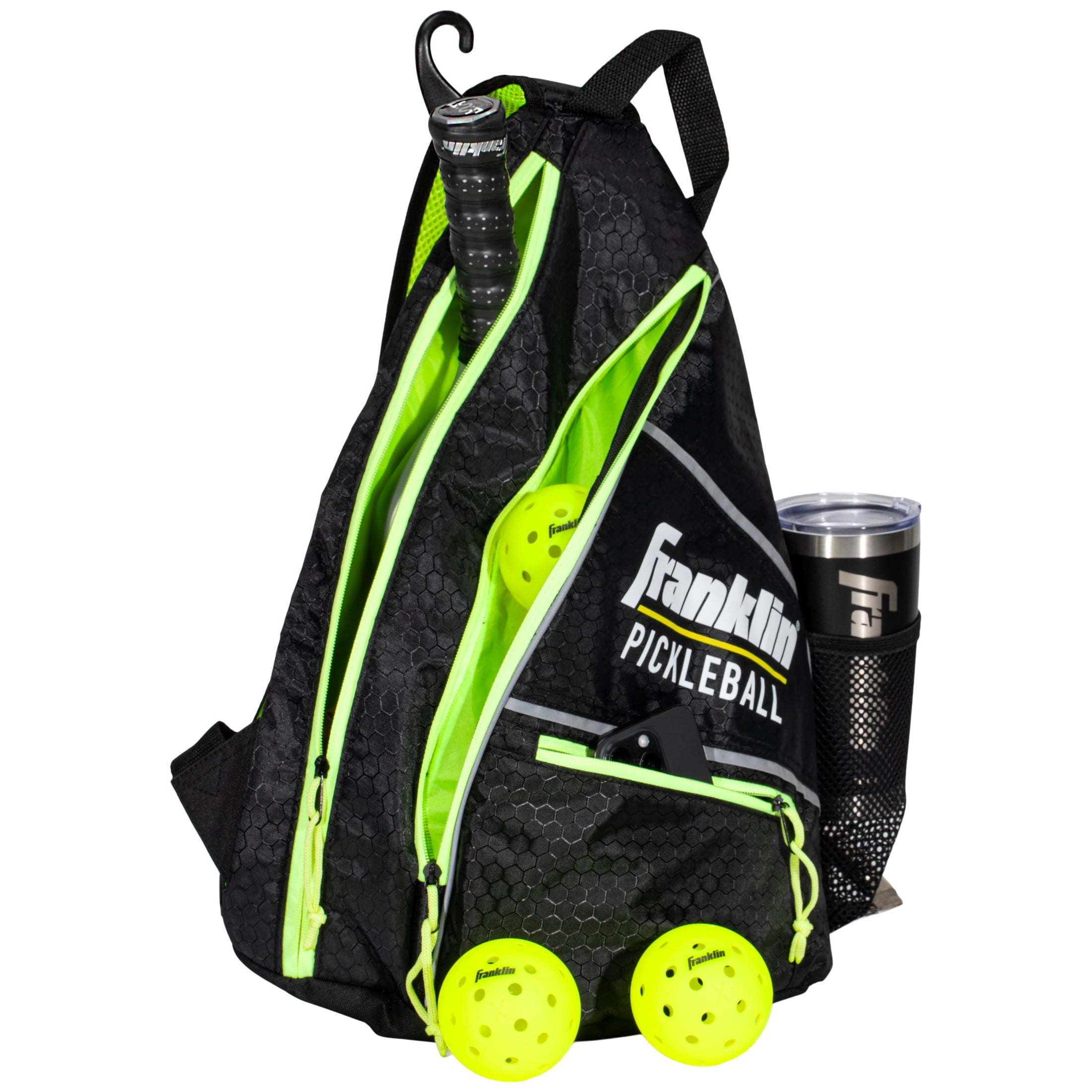 Franklin Sports Pickleball Sling Bag - Pickleball Equipment Backpack -Black